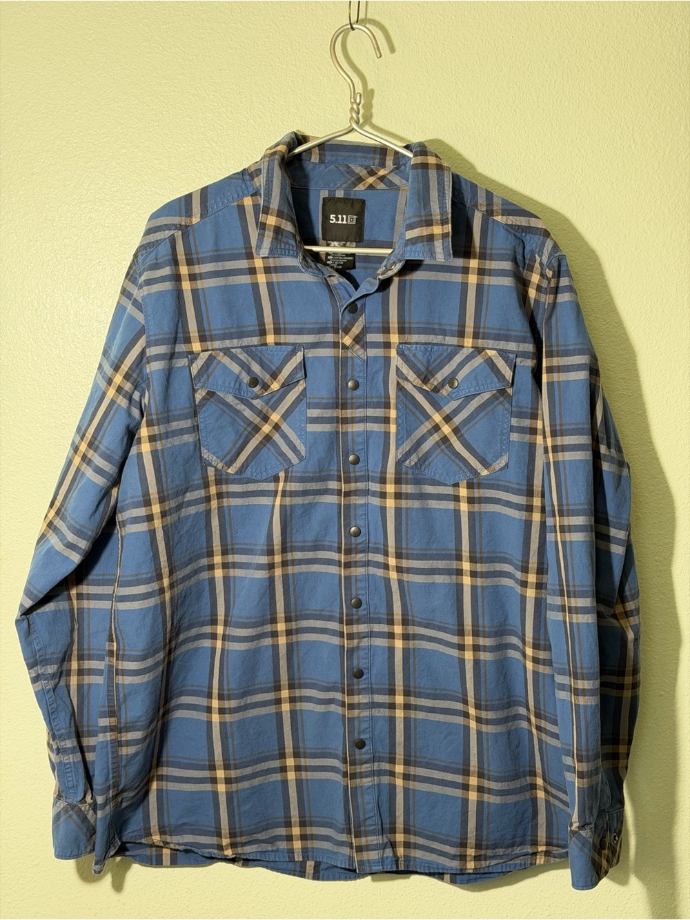 5.11 Tactical Shirt Men’s Sz XXL 2XL Long Sleeve Snap Button Blue Plaid